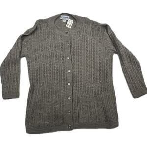 Vintage Amana Woolen Mill V Neck Sweater‎ Cardigain Womens 3x Taupe New
